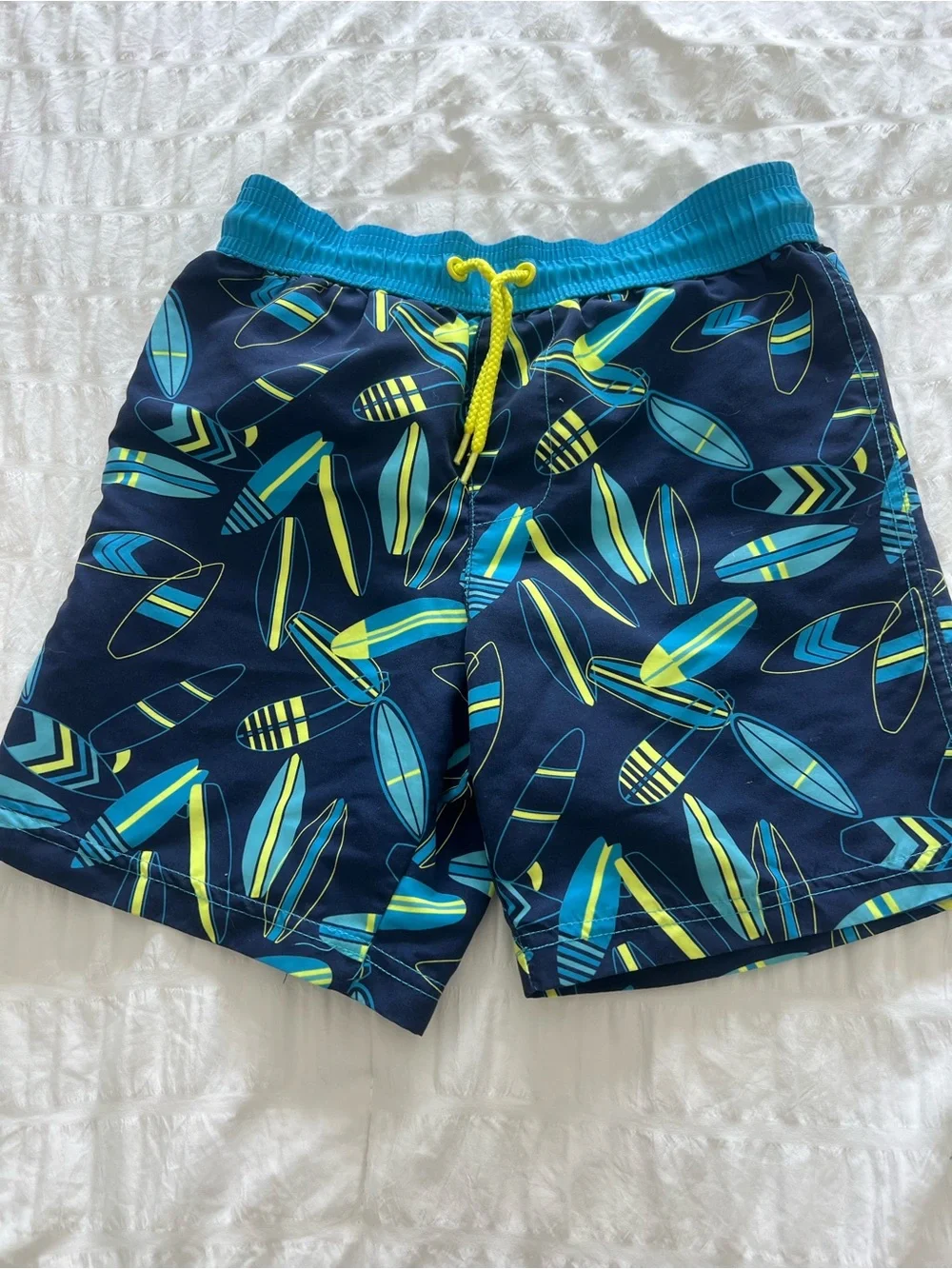 2 Pairs. Boys Navy Print Swim Shorts